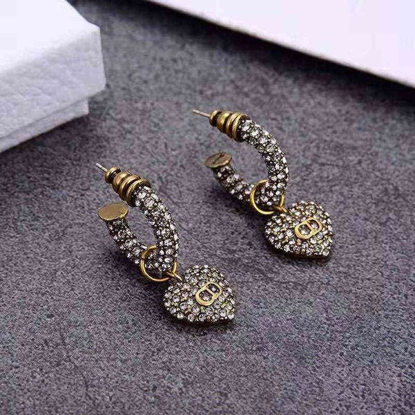 

70% off 2021 new net red love diamond earrings female fashion star, Silver