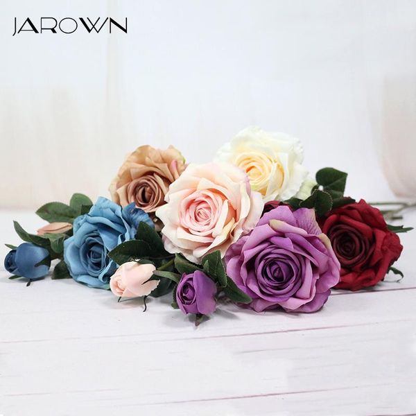 

decorative flowers & wreaths jarown artificial 2heads classic roses silk table arrange for wedding home party decoration accessory