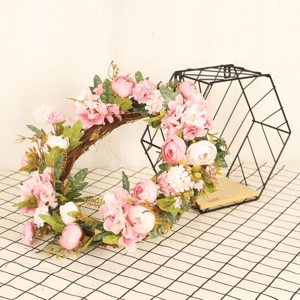 

artificial flower rose bud vine circle decorative wreath 40cm wedding party decoration holiday festival door hanging flowers & wreaths