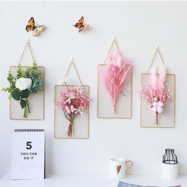 

other home decor 1pc ins nordic wall decoration iron grid bouquet po frame postcard diy art display storage rack holder shelf