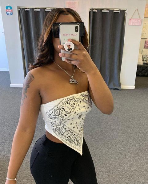 

women's tanks & camis selling european and american-style clothing nightclub printed boob tube bandanna, White