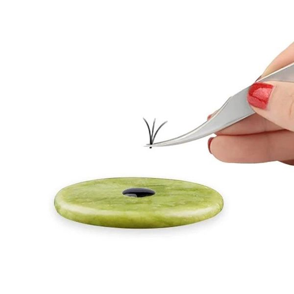 

false eyelashes extensions jade stone drop green delicate durable useful eye lashes glue pad holder makeup tools