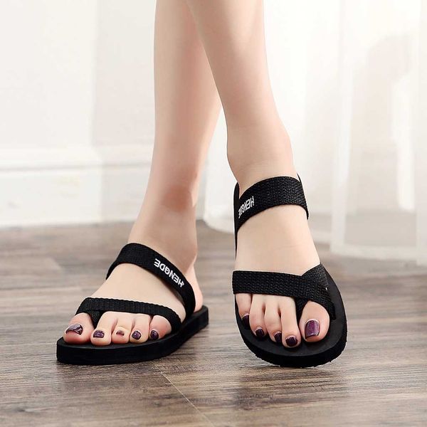 

summer women sandals indoor outdoor non-slip flip flops sandals new fashion ladies flat beach slippers shoes chanclas mujer, Black