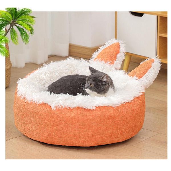 

cat beds & furniture warm dog bed house teddy cushion soft cozy puppy kennel cute ears nest mat for dogs cats winter pets sleeping