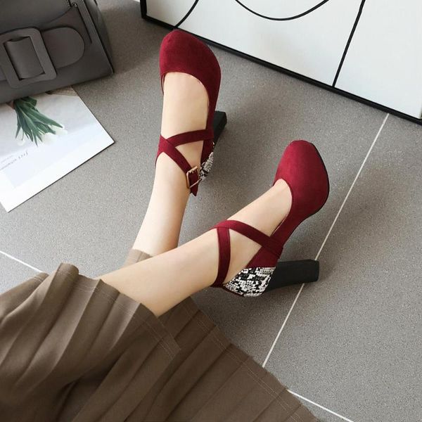 

dress shoes women's fashion pumps sweet woman thick high heels ankle strap female platform mary jane women ladies footwear, Black
