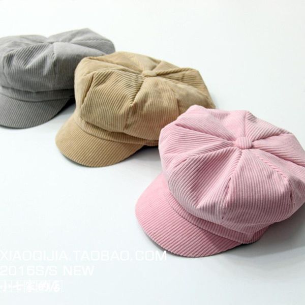 

berets fashion corduroy anise sboy cap vintage literary women snapback octagonal caps spring autumn leisure hat accessories, Blue;gray