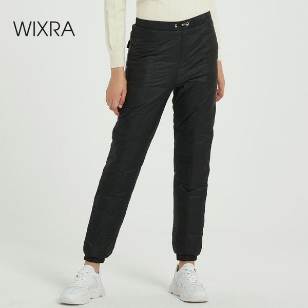 

women's pants & capris wixra women down plus size velvet trousers thick slim female warm thermal legging elastic waist winter, Black;white
