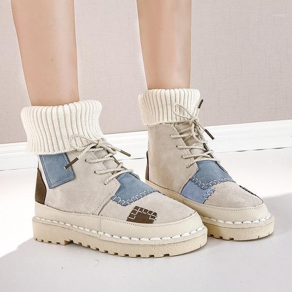 

boots bomkinta autumn winter flock patch decoration women high wool mouthboots shoes soft ankle1, Black