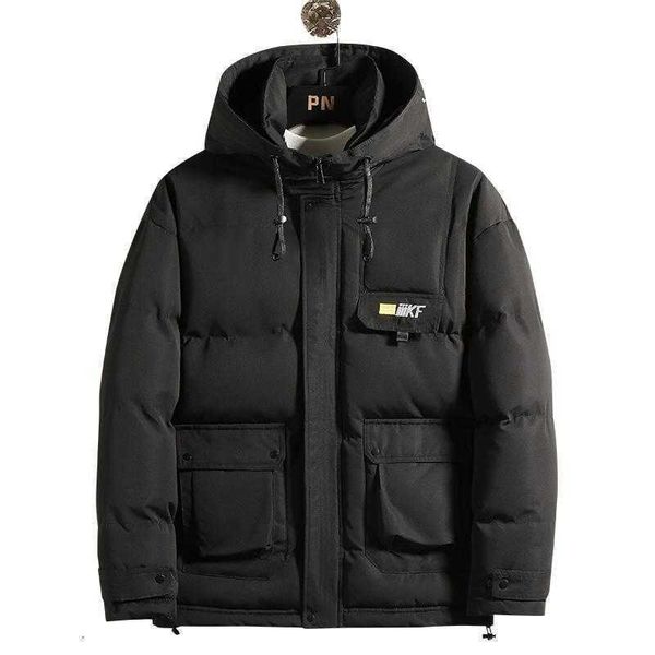

mens jacket winter warm casual hooded coats thick hat men's coat multi pocket parka male thick cotton windbreaker solid green black