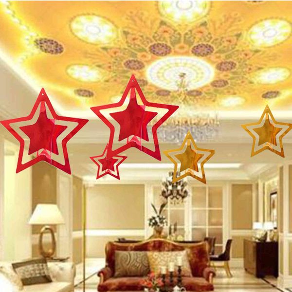 

2022 decoration pendant bronzing five pointed star l supermarket site decoration layout