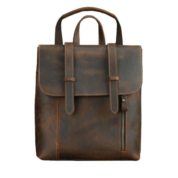 

backpack 2021 spring and summer luxury leisure retro style men handmade crazy horse leather genuine crossbody bag