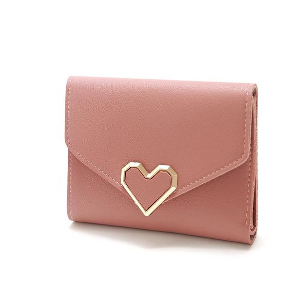 

wallets fashion short ladies wallet retro small fresh metal heart-shaped three-fold summer ms. student, Red;black