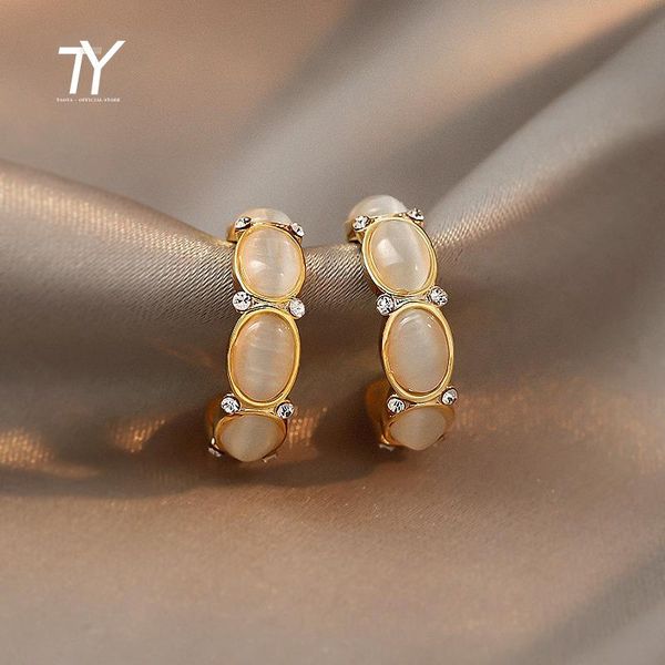 

dangle & chandelier korean fashion simple opals c-shaped drop earrings for woman 2021 gothic girls' luxury jewelry wedding party gift s, Silver