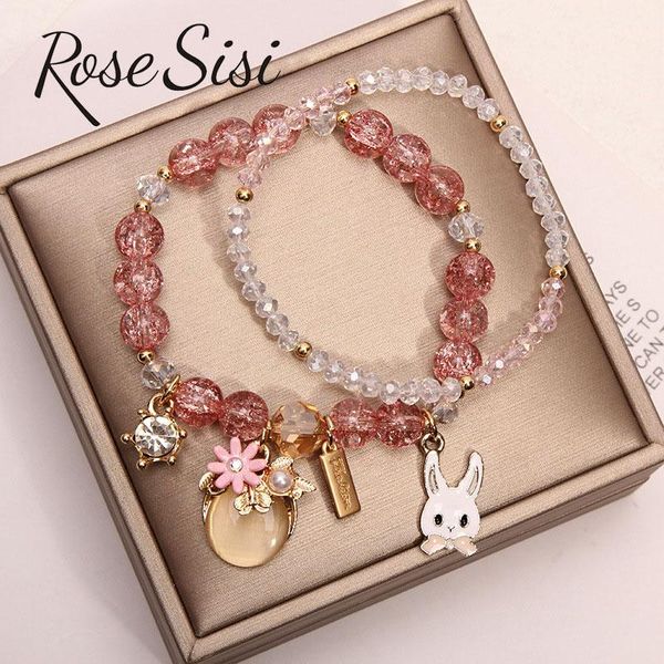 

charm bracelets korean version of cute fresh crystal bracelet female students girlfriends temperament for women jewelry, Golden;silver