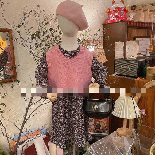 

kids spring clothing sets 2021 vest+floral dress 2pieces kids girls outfits sets children party princess set suits, White