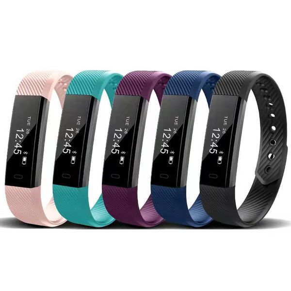 Alta Qualidade Smart Wristbands Pulseira Fitness Tracker Pulseira ID 115 Vibração Despertador Banda Relógio Relógio Dormir Coração Pedômetro