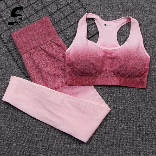 

yoga outfit seamless women set gym workout clothes 2 pcs sports clothing sportswear suit fitness bra and high waist leggings