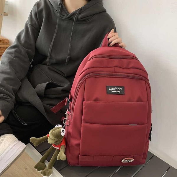 

backpack water nylon solid portable bag pockets for college lovers