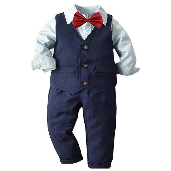 

clothing sets kids boys suits fashion gentleman formal wedding tuxedos party clothes toddler baby flower boy blazer suit set 4pcs, White