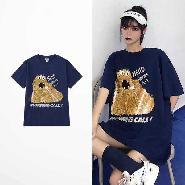 

tee hip hop ghost cartoon printed short sleeve t summer shirt cotton t- men streetwear blue colour tshirts, White;black