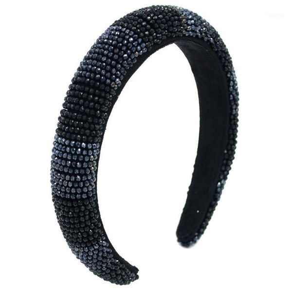 

baroque full jewelry headband thicken padded rhinestone plaid wide hair hoop1
