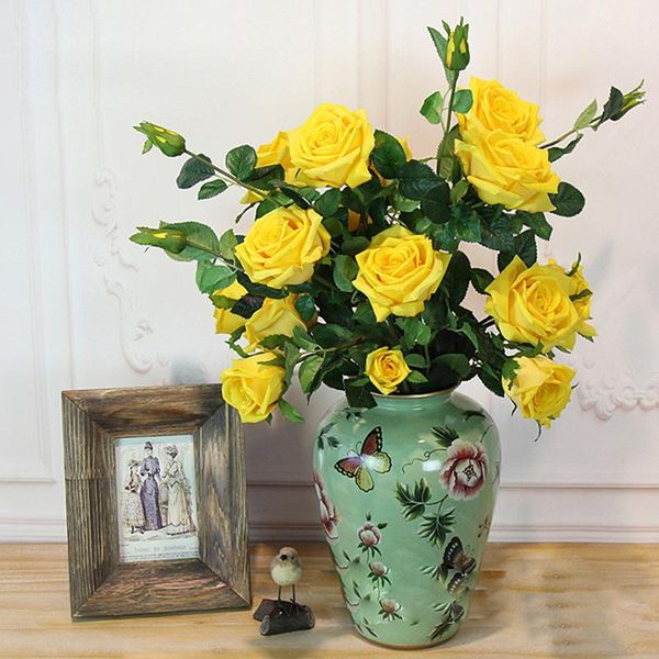 

decorative flowers & wreaths 1 bouquet 5 heads of british rose, home decoration , real touch rose.