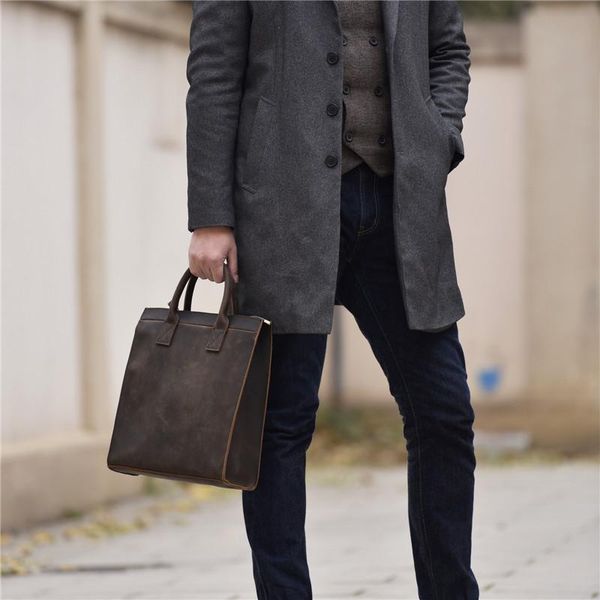 

briefcases retro casual business crazy horse leather men and women portable fashion luxury laplawyer shoulder diagonal bag