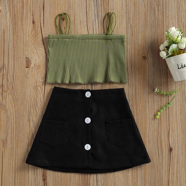 

baby & children's 2-6years kids girls fashion 2-piece outfit set sleeveless +skirt for children clothing sets, White