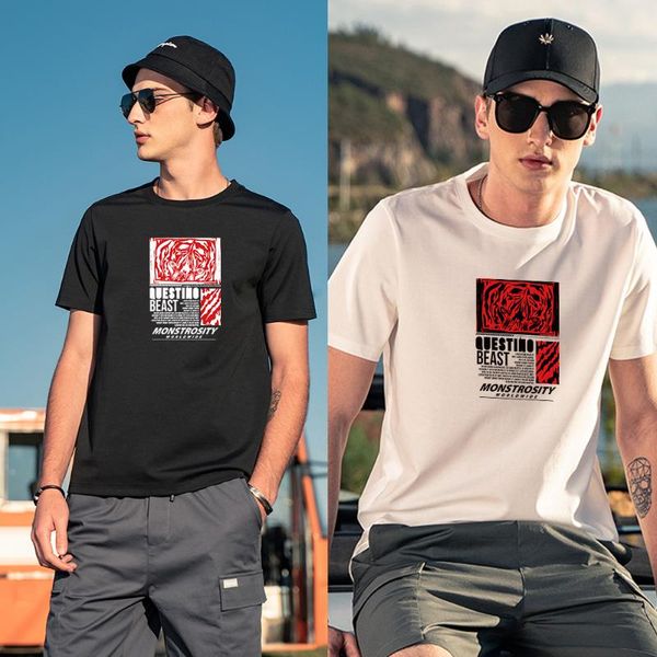 

men's t-shirts tshirt fashion men print creative pattern short sleeve pure cotton t-shirt comfortable oversized, White;black