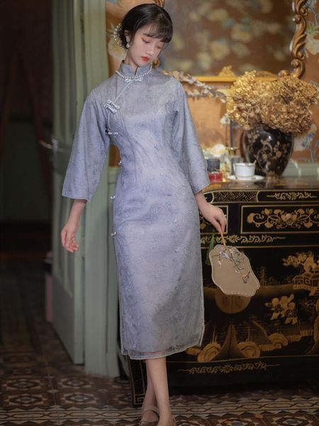 

casual dresses original film chinese wind homemade qipao dress their children, Black;gray