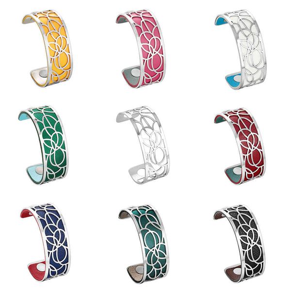 

cremo luxury love cuff bracelets for women stainless steel bracelet manchette interchangeable leather argent pulseiras christmas, Black