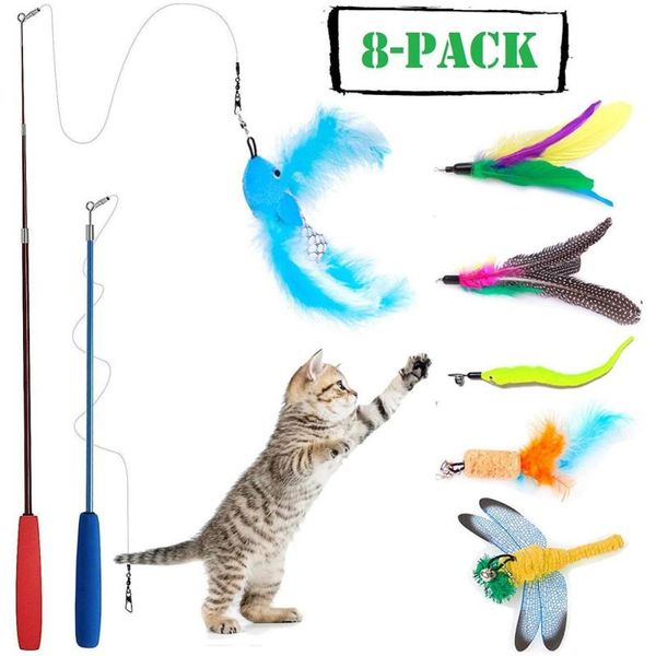 

cat toys 8pcs/set of feather toy stick teaser set interactive (double sticks)