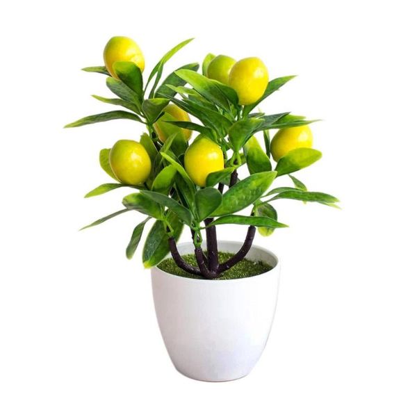 

decorative flowers & wreaths mini artificial potted plant tree white plastic bonsai home dining table office bathroom decoration 9.4 i