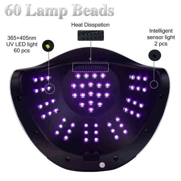 Nxy 60LED Gel UV LED Nagellampe Maniküre Licht Trockner mit Bewegungssensor Touch-Schalter 4 Timer-Modus für Nagellack 220624