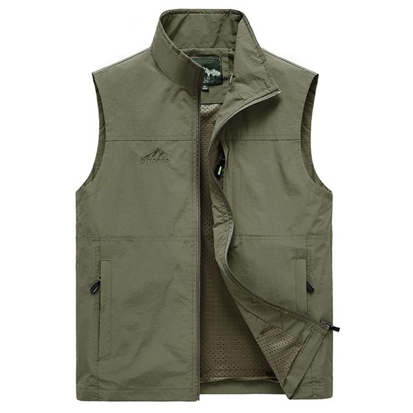 

sleeveless vest men summer breathable waistcoat multipockets vest jacket men outdoor fishing pography vest travel clothes 8xl 211111, Black;white
