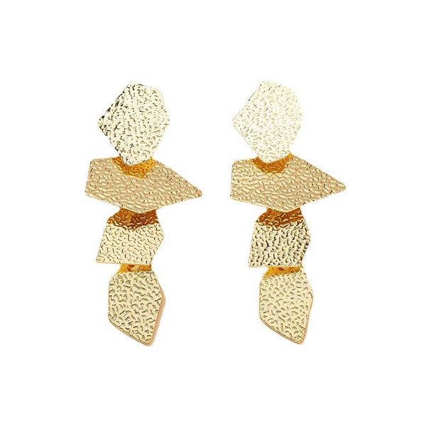 

ins trendy gold hammered metal irregular minimalist minimalism piercing earrings korean fashion women party jewelry dangle & chandelier, Silver