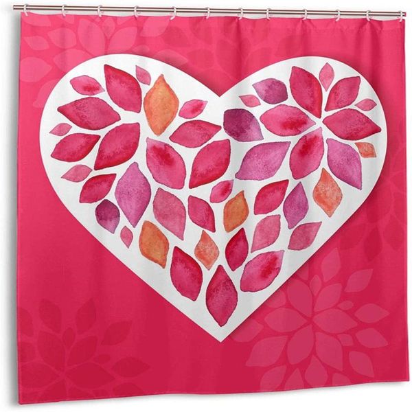 

shower curtains red heart waterproof curtain, cartoon curtain