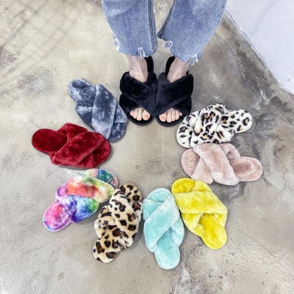 

autumn women slippers 2021 rubber soft sole shoes furry home casual ladies flat-bottomed plush 43, Black