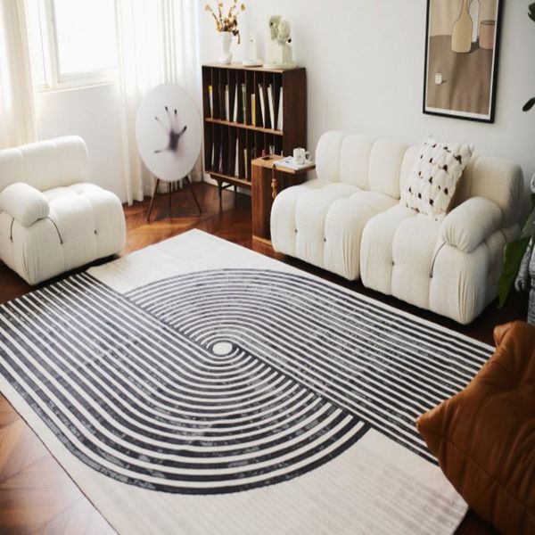 

modern style gray color geometric area rug, big size nordic home decoration machine weaved bedside carpet carpets