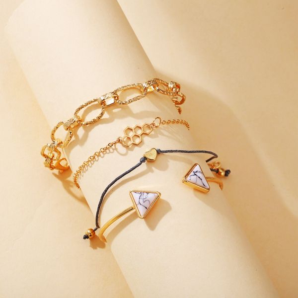 

51508 marble chain bracelet set 4-piece creative love hand rope, Silver