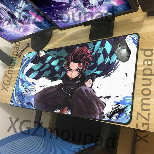 

mouse pads & wrist rests xgz fashion custom large pad black lock edge anime demon slayer kimetsu no yaiba computer desk mat rubber n