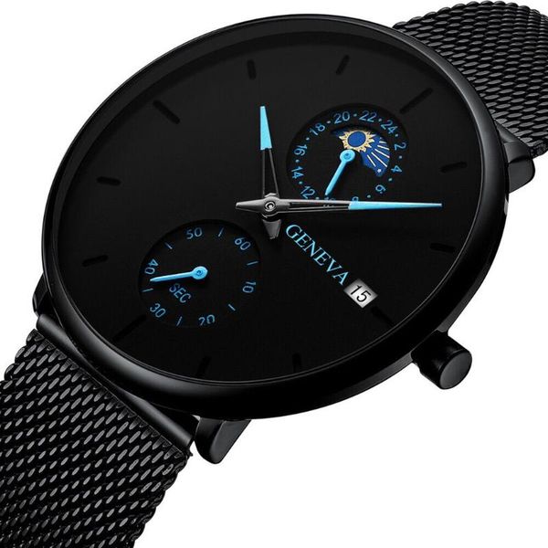 

wristwatches relogio masculino geneva fashion mens watches quartz watch men casual slim mesh steel waterproof sport, Slivery;brown