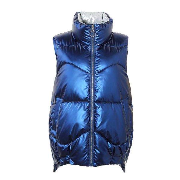 

women's vests women winter 2021 korean style short cotton-padded jacket thick warm ladies coats casual stand collar zipper outerwear, Black;white