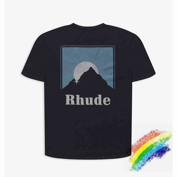 

2021ss rhude t-shirt men women 1:1 rh letter print tee summer spring, White;black