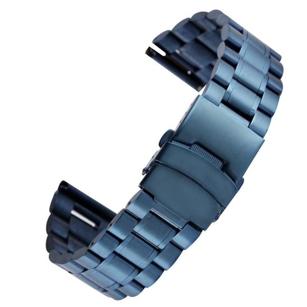 

watch bands starry blue 18/20/22mm stainless steel band folding clasp watchbands replacements wristwatch strap, Black;brown