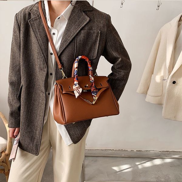 

litchi pattern women's 2020 new fashion versatile texture messenger large capacity foreign style handbag