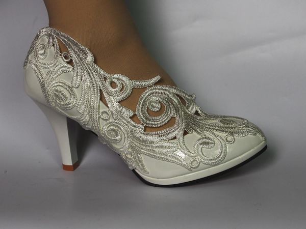 

dress shoes white lace princess pumps sweet party heels 8cm wedding, Black