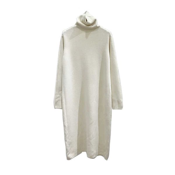 

perhaps u beige black brown turtle neck long sleeve knitted solid autumn midi dress straight elegant d2082 210529, Black;gray