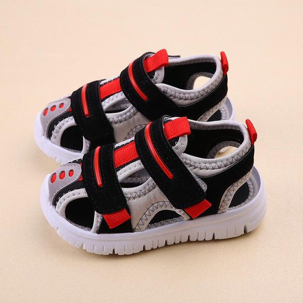 

sandals 2021 summer baby for girls boys soft bottom cloth children sport shoes little kids open toe beach toddler, Black;red