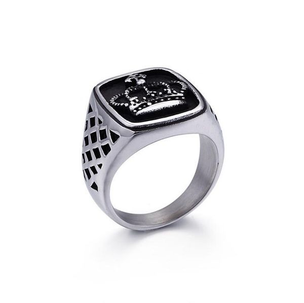 

wedding rings vintage big crown ring man hip-hop style biker jewelry stainless steel men anillo hombre drop, Slivery;golden